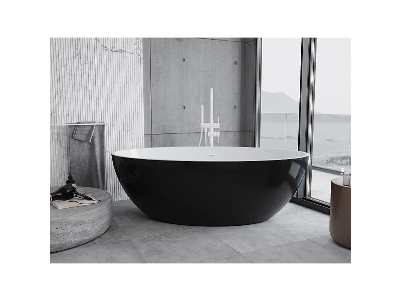 Mexen Nike freestanding bathtub 175 x 100 cm, white/black, white overflow - 54071751075-20