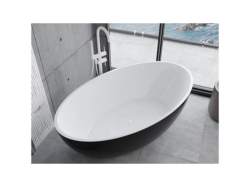 Mexen Nike freestanding bathtub 175 x 100 cm, white/black, white overflow - 54071751075-20