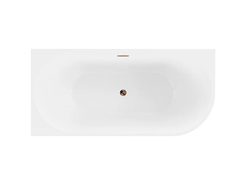Mexen Mia freestanding left corner bathtub 160 x 75 cm, white, rose gold overflow - 52691607500L-60