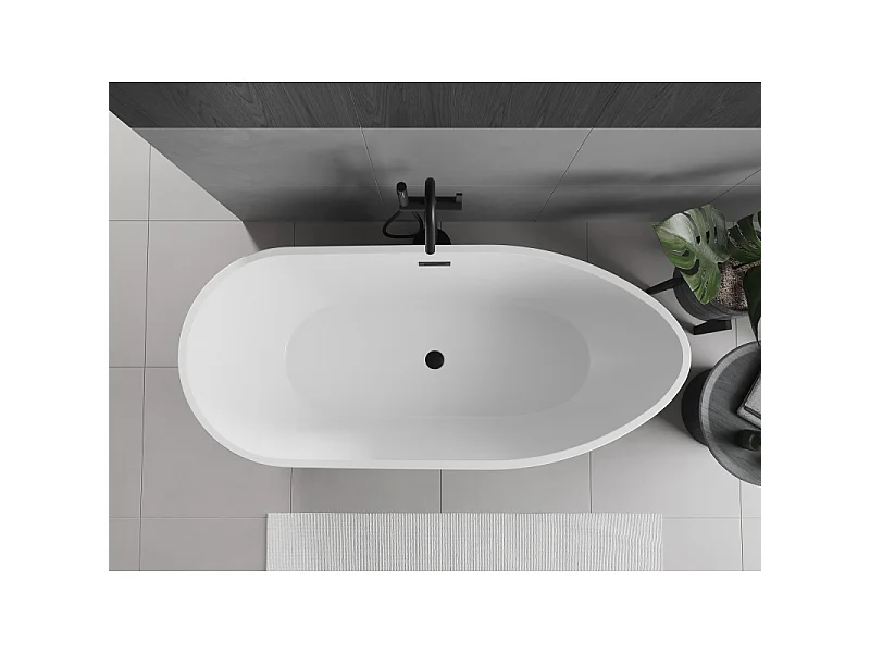 Mexen Eos fritstående badekar 170 x 75 cm, hvid/sort, sort overløb - 52471707575-70