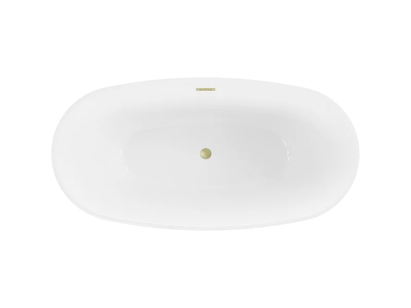 Mexen Eris freistehende Badewanne 155 x 80 cm, weiß/schwarz, Überlauf in gebürstetem Gold - 53441558075-55