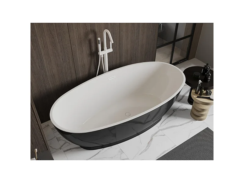 Mexen Bilbao baignoire autoportante 180 x 90 cm, blanc/noir, trop-plein blanc - 51311809075-20