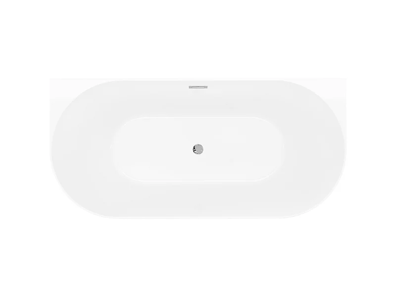 Mexen Oval Slim freestanding wall bathtub 170 x 80 cm, white/black, chrome overflow - 52661708075-01