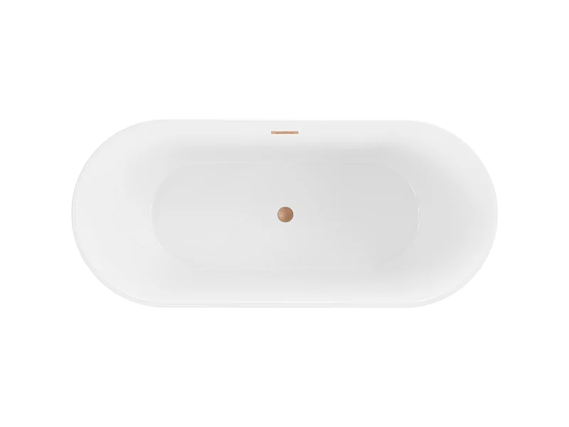 Mexen Flavia vrijstaande badkuip 160 x 75 cm, wit/zwart, overloop geborsteld koper - 54031608075-65