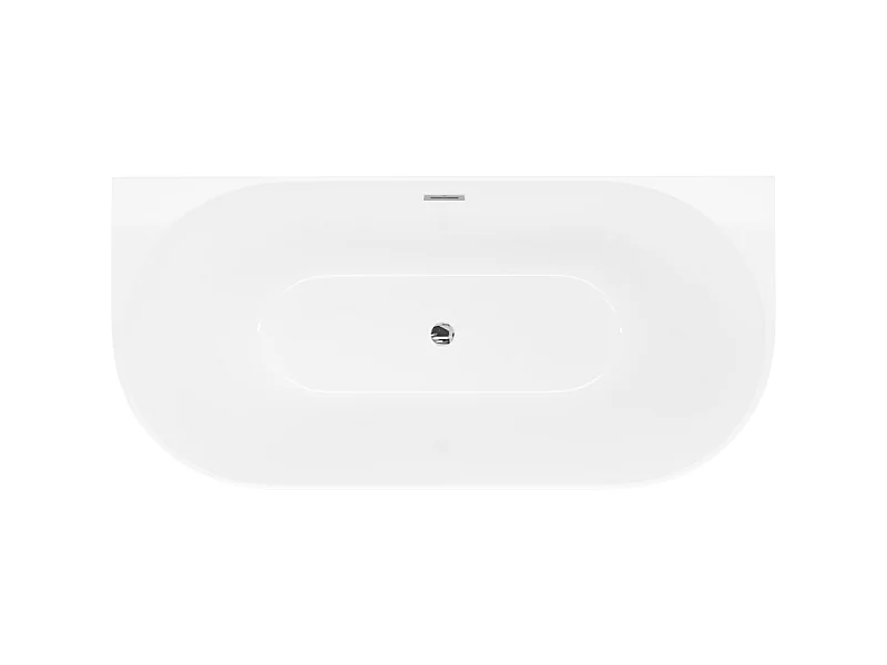 Mexen Oval Slim free-standing wall-adjacent bathtub 170 x 80 cm, white, chrome overflow - 52661708000-01