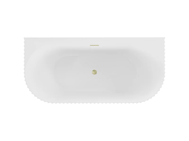 Mexen Sella baignoire autoportante murale rainurée 150 x 75 cm, blanc brillant, trop-plein doré brossé - 52711507500-55
