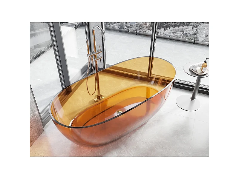 Mexen Pure rust wanna wolnostojąca transparentna 170 x 80 cm, korek chrom - 58071708006