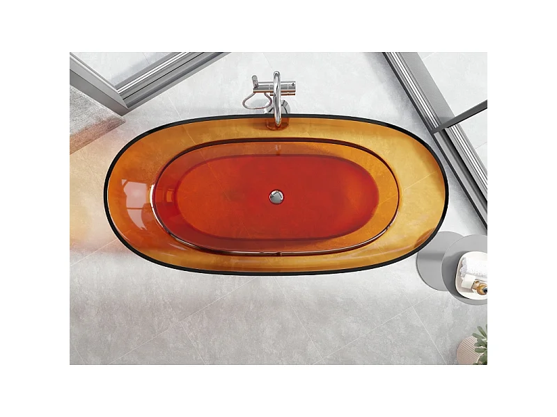 Mexen Pure rust wanna wolnostojąca transparentna 170 x 80 cm, korek chrom - 58071708006
