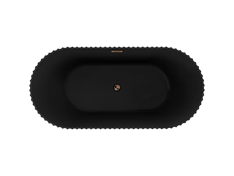Mexen Paola baignoire autoportante rainurée 150 x 75 cm, noir mat, trop-plein or rose - 52721507571-60