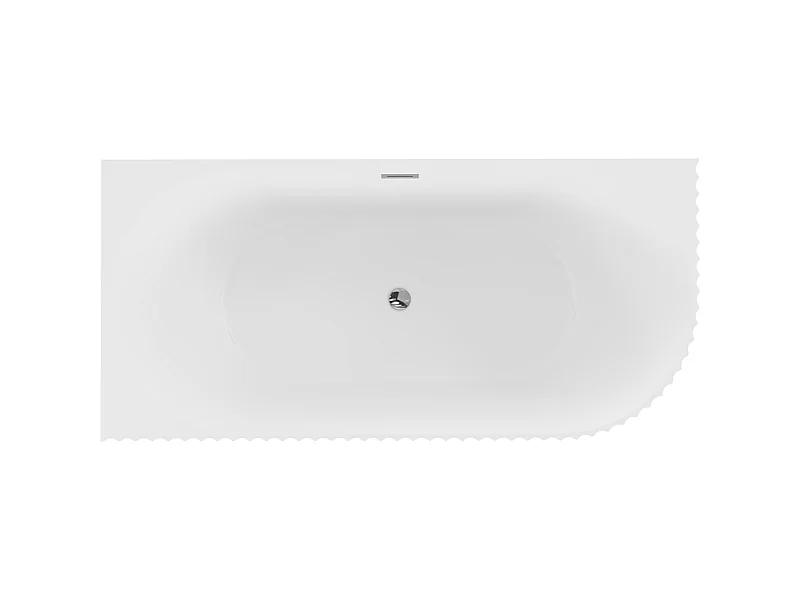 Mexen Gia wanna wolnostojąca narożna ryflowana lewa 150 x 75 cm, biała mat, przelew chrom - 52701507501L-01