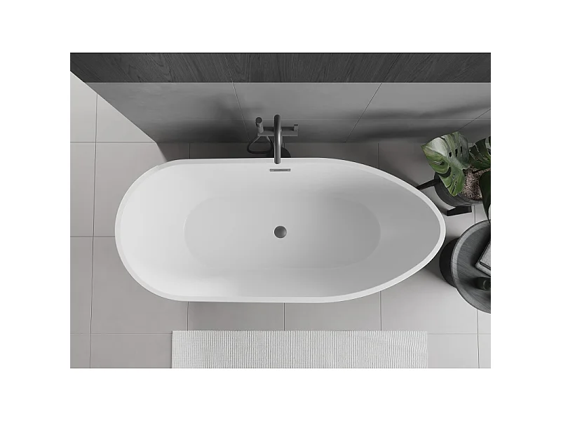 Mexen Eos vrijstaande badkuip 170 x 75 cm, wit, overloop gun metal - 52471707500-95
