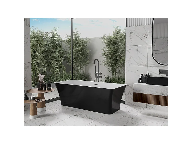 Mexen Tonia freestanding bathtub 170 x 75 cm, white/black, gun metal overflow - 52171707575-95