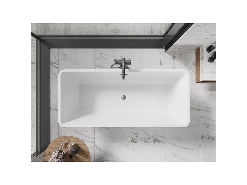 Mexen Tonia freestanding bathtub 170 x 75 cm, white/black, gun metal overflow - 52171707575-95