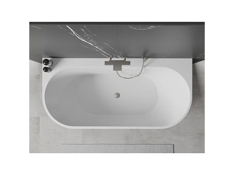 Mexen Oval+ free-standing wall-mounted bathtub 170 x 80 cm, white, brushed nickel overflow - 52681708000-97
