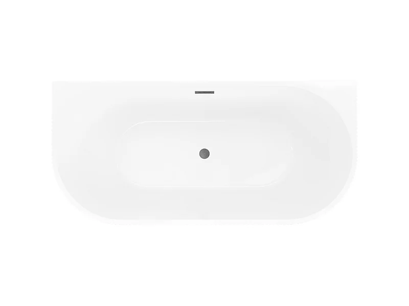 Mexen Oris vrijstaande wanna aan de muur geribbeld 170 x 80 cm, wit/zwart, overloop gun grijs geborsteld - 52871708075-66