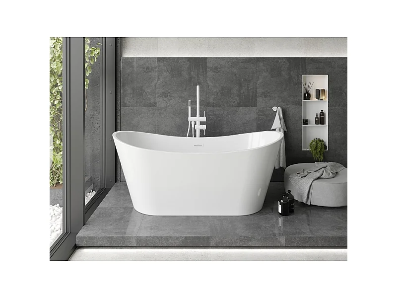 Mexen Montana freestanding bathtub 150 x 75 cm, white, white overflow - 52011507500-20