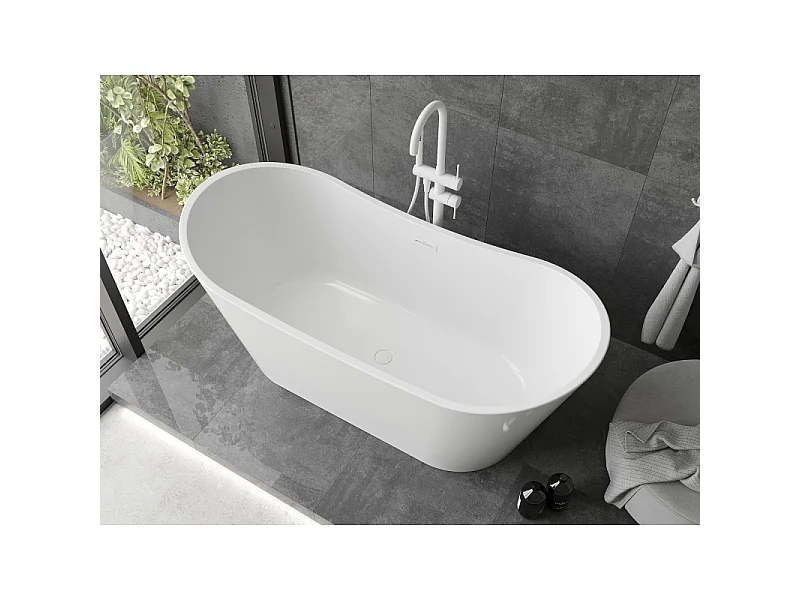Mexen Montana freestanding bathtub 150 x 75 cm, white, white overflow - 52011507500-20