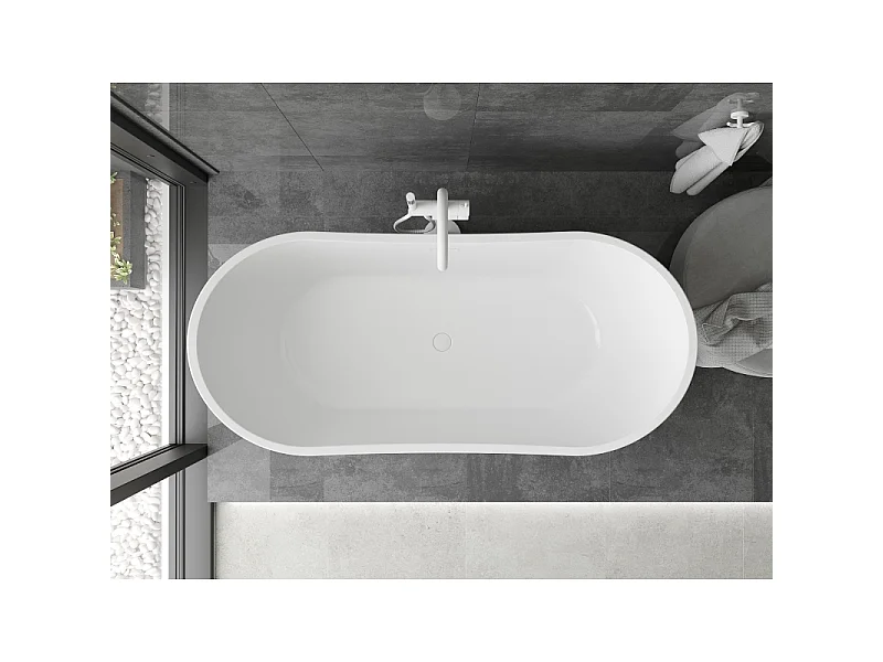 Mexen Montana freestanding bathtub 150 x 75 cm, white, white overflow - 52011507500-20