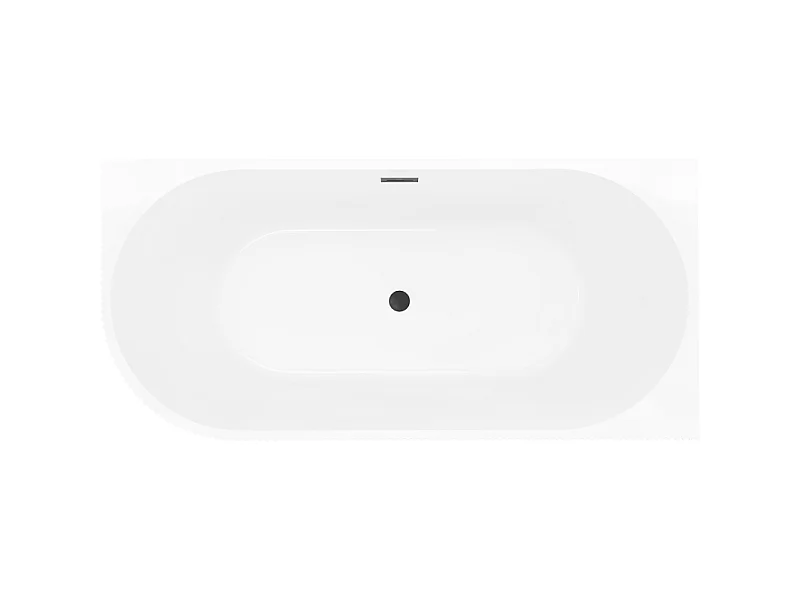 Mexen Silo Freestanding Corner Right Grooved Bathtub 150 x 75 cm, White/Gray, Black Overflow - 52891507562P-70
