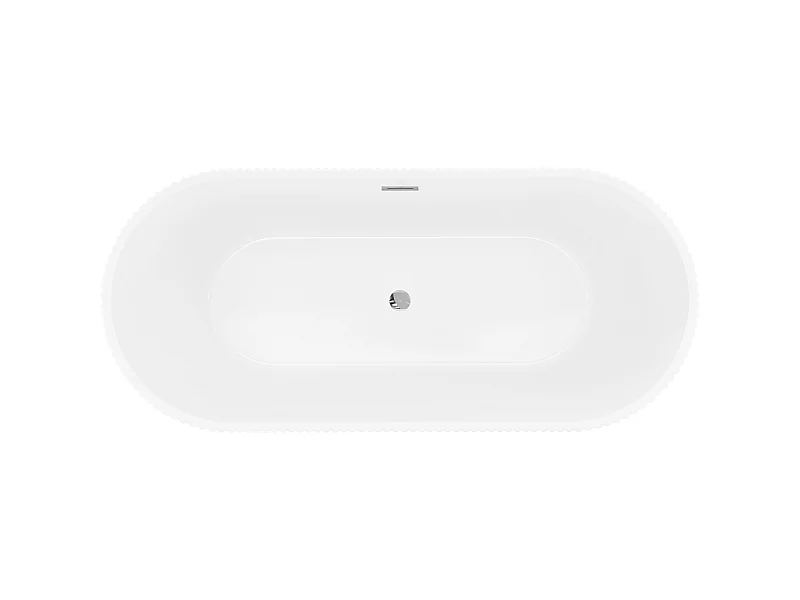 Mexen Yara freestanding fluted bathtub 170 x 75 cm, white/black, chrome overflow - 52861707575-01