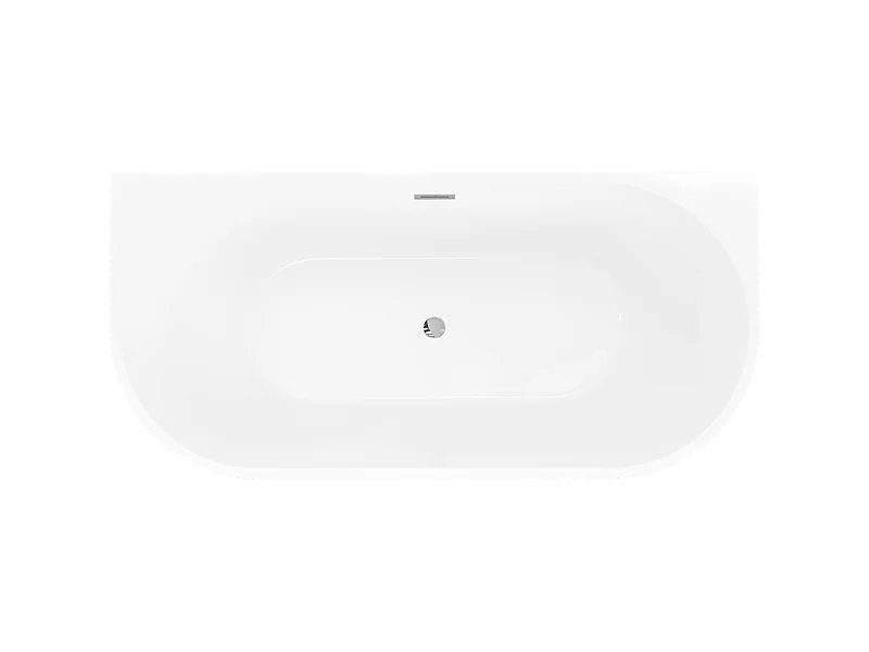 Mexen Oris fritstående vægtilsluttet rillet badekar 170 x 80 cm, hvid/grå, overløb krom - 52871708062-01