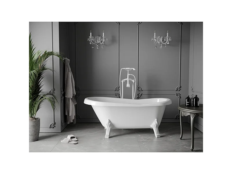 Mexen Retro freestanding bathtub 150 x 73 cm, white, white legs - 53251507300-20