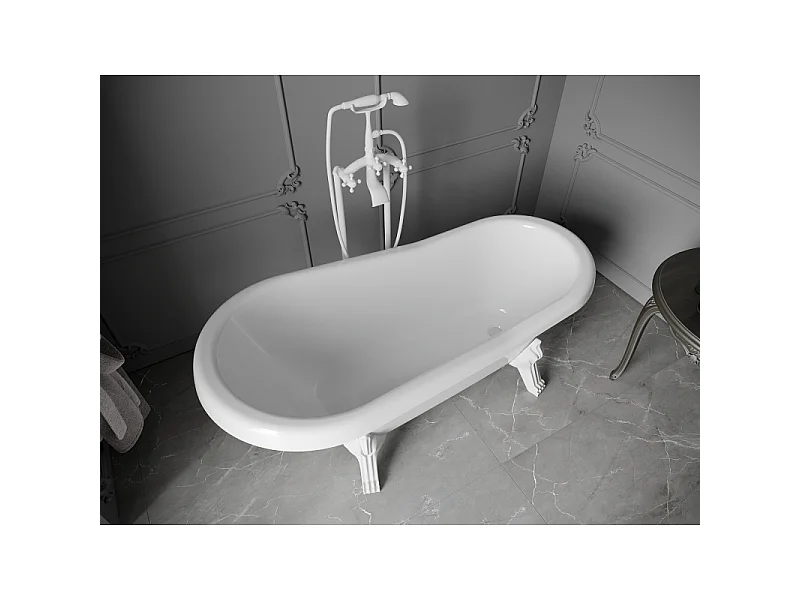 Mexen Retro freestanding bathtub 150 x 73 cm, white, white legs - 53251507300-20