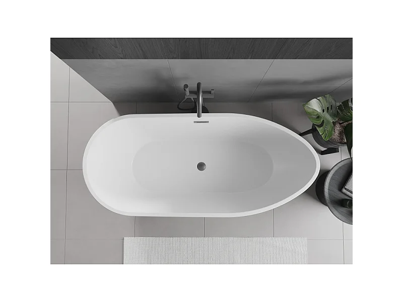 Mexen Eos vrijstaande badkuip 170 x 75 cm, wit/zwart, overloop gun gray geborsteld - 52471707575-66