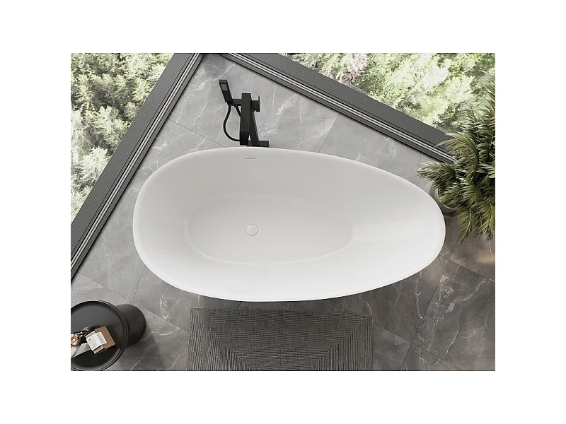 Mexen Milano freestanding bathtub made of conglomerate 150 x 82 cm, white gloss - 57301508510