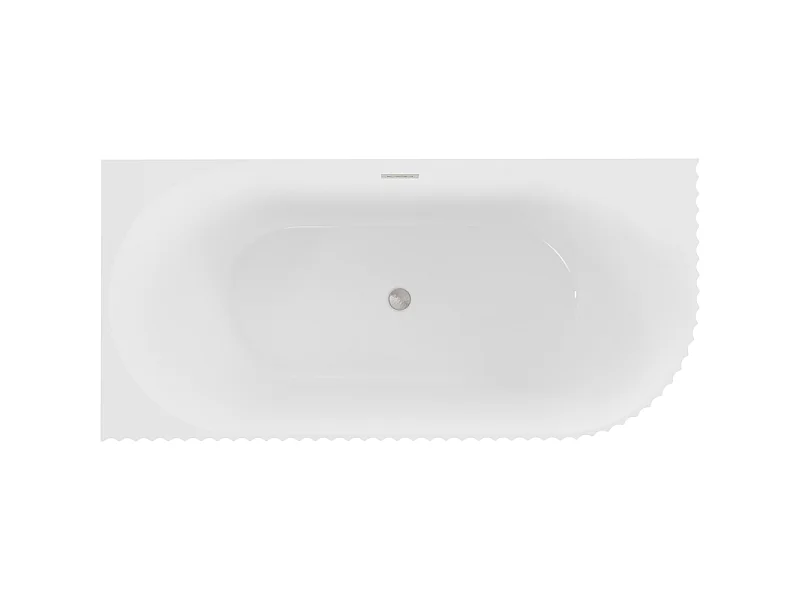 Mexen Gia banheira freestanding de canto canelada esquerda 170 x 80 cm, branco brilhante, escoamento níquel escovado