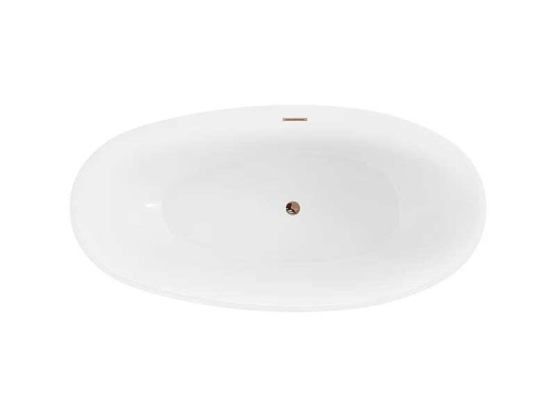 Mexen Bilbao freistehende Badewanne 180 x 90 cm, weiß/schwarz, Überlauf Roségold - 51311809075-60
