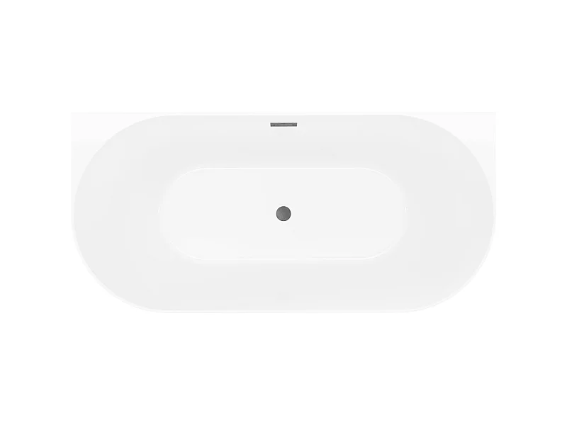Mexen Oval Slim freestanding wall-mounted bathtub 170 x 80 cm, white/black, brushed gun gray overflow - 52661708075-66