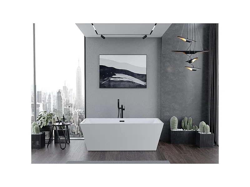 Mexen Lita baignoire autoportante 170 x 75 cm, blanche, trop-plein noir - 52121707500-70
