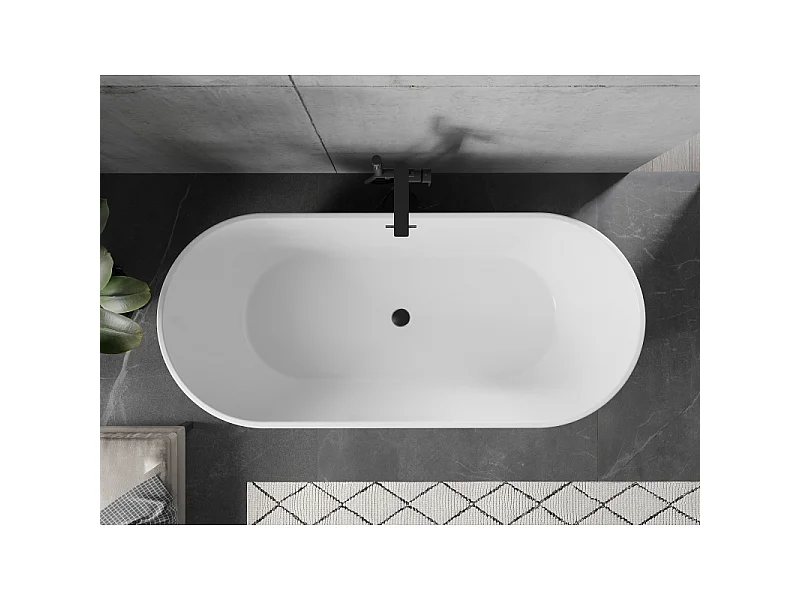 Mexen Flavia prostostoječa kad 170 x 75 cm, bela/črna, črn preliv - 54031708075-70