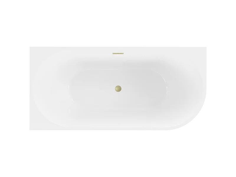 Mexen Mia freestanding left corner bathtub 180 x 80 cm, white, brushed gold overflow - 52691808000L-55