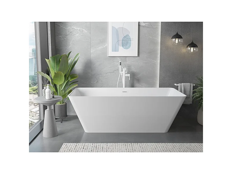 Mexen Velo Slim freestanding bathtub 170 x 75 cm, white, white overflow - 52811707500-20