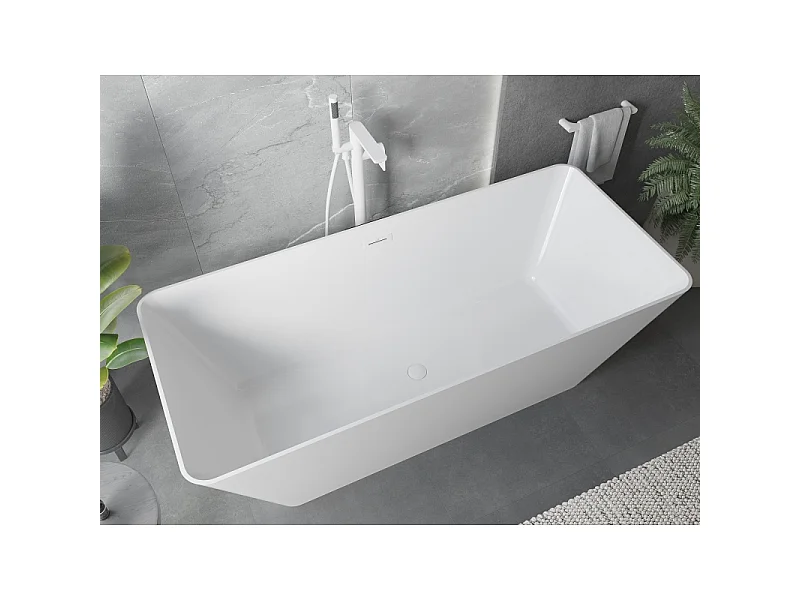 Mexen Velo Slim freestanding bathtub 170 x 75 cm, white, white overflow - 52811707500-20