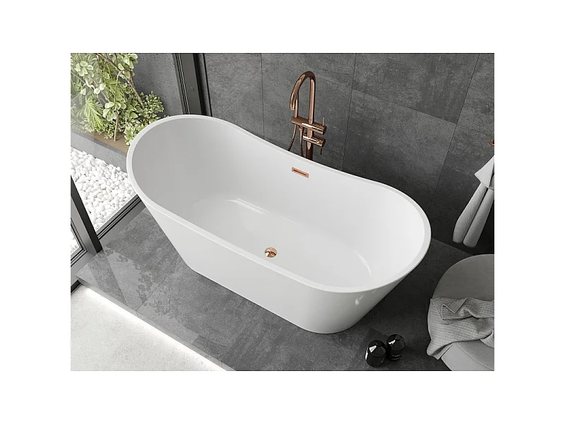 Mexen Montana freestanding bathtub 180 x 80 cm, white, rose gold overflow - 52011808000-60