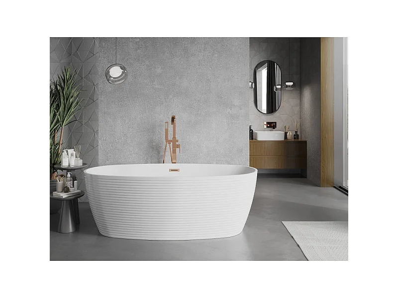 Mexen Lira vrijstaande badkuip patroon 170 x 80 cm, wit, overloop roze goud - 52831708000-60