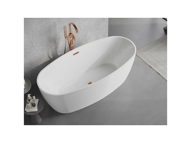 Mexen Lira vrijstaande badkuip patroon 170 x 80 cm, wit, overloop roze goud - 52831708000-60