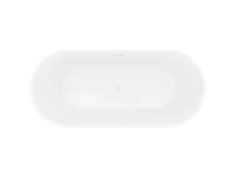 Mexen Yara vrijstaande geribbelde badkuip 170 x 75 cm, wit, witte overloop - 52861707500-20