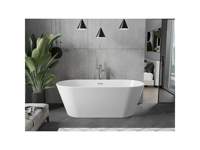 Mexen Flavia prostostoječa kopalna kad 170 x 75 cm, bela, krom preliva - 54031708000-01