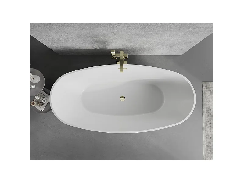 Mexen Lira vrijstaande badkuip patroon 170 x 80 cm, wit, gouden overloop - 52831708000-50