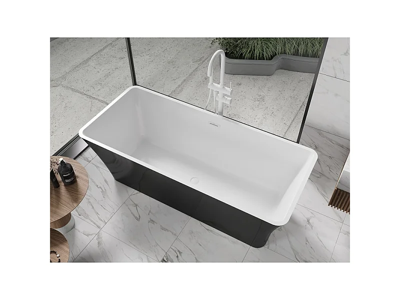 Mexen Tonia baignoire autoportante 170 x 75 cm, blanc/noir, trop-plein blanc - 52171707575-20