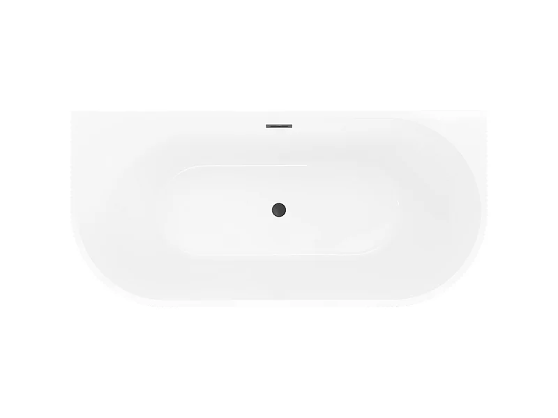 Mexen Oris vrijstaande gegroefde wandbad 150 x 75 cm, wit, zwarte overloop - 52871507500-70