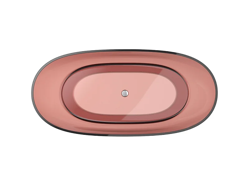 Mexen Pure roze vrijstaande transparante badkuip 170 x 80 cm, chromen afvoer - 58071708014