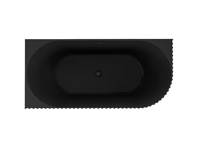 Mexen Gia baignoire autoportante d'angle rainurée gauche 150 x 75 cm, noir mat, trop-plein noir - 52701507571L-70