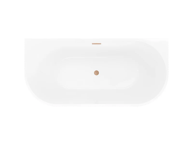 Mexen Oris free-standing wall-adjacent grooved bathtub 150 x 75 cm, white/gray, brushed copper overflow - 52871507562-65