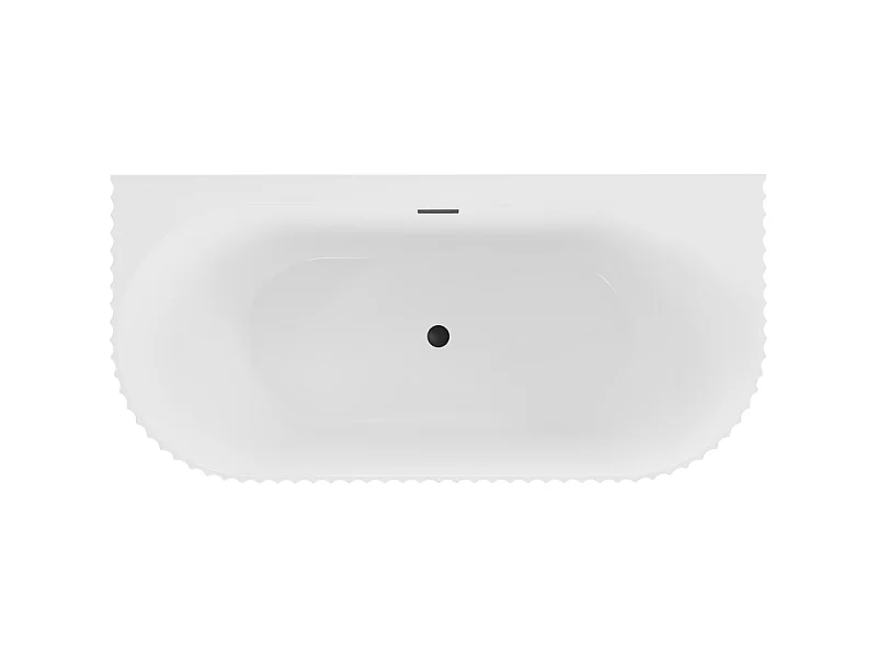 Mexen Sella prostostoječa stenska kopalna kad rebrasta 150 x 75 cm, bel sijaj, črn preliv - 52711507500-70
