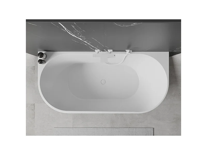 Mexen Oval prostostoječa kopalna kad ob steni 160 x 80 cm, bela, bel preljev - 52671608000-20